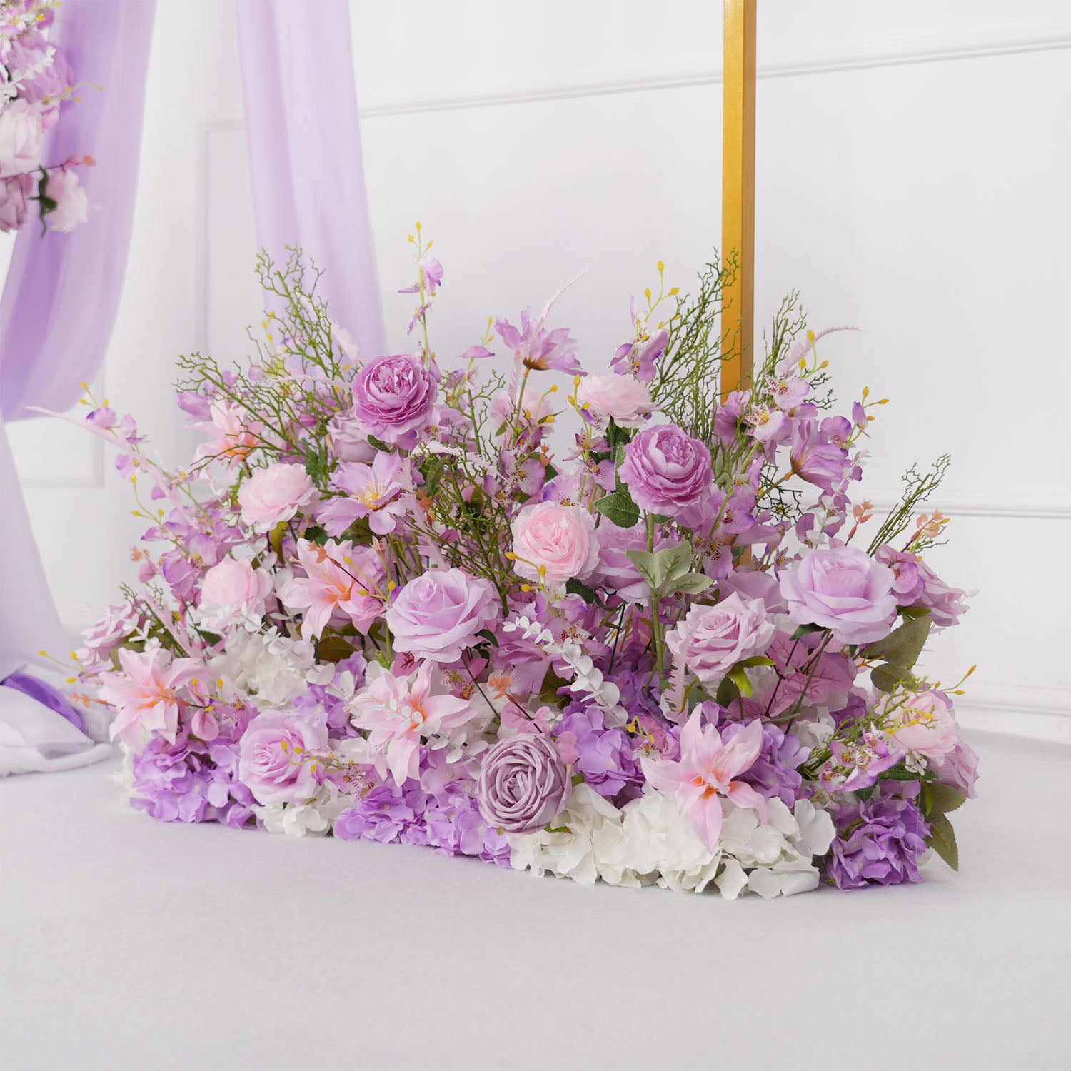 Artificial Purple Wedding KT Backdrop Flower Arch Decor picture 18